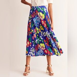 Boden Blue Floral Midi Skirt